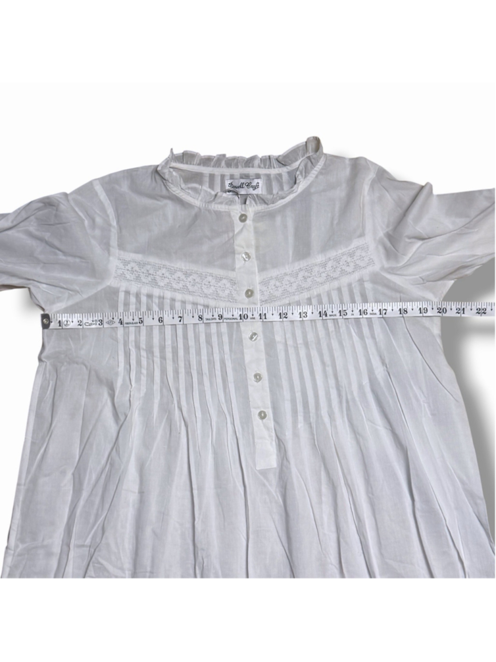 Powell Craft NWT O/S White Barbara Long Sleeve Eyelet Nightdress Frill Collar - Picture 5 of 11